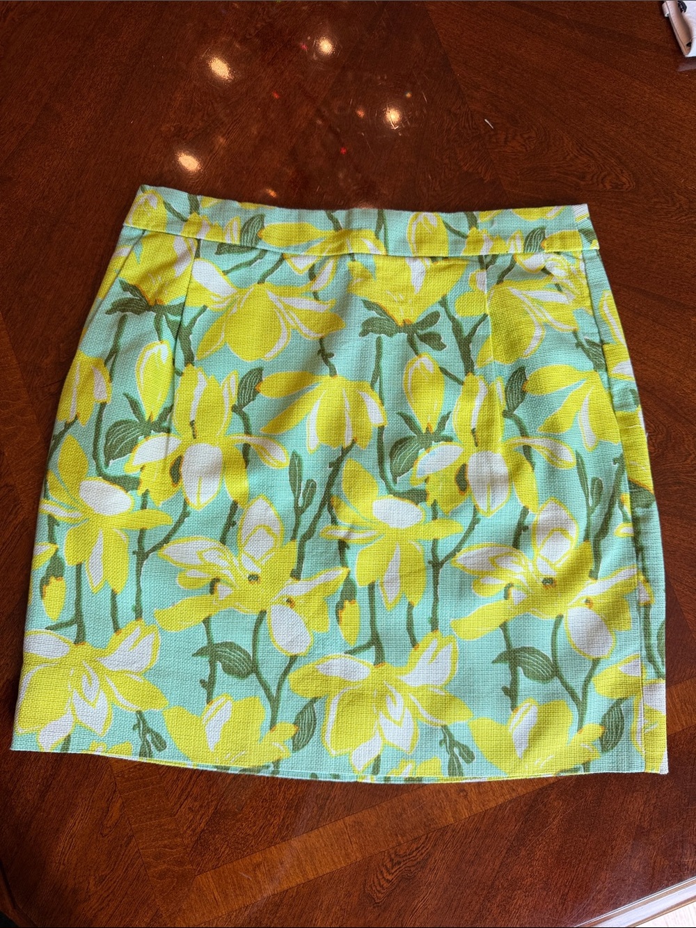 J. Crew Yellow Floral Mini Skirt on Mint Ground